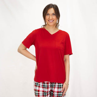 Red V-neck T-shirt