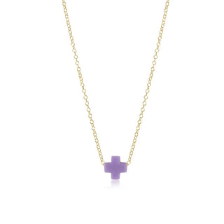 16” NECKLACE GOLD - SIGNATURE CROSS SMALL PURPLE