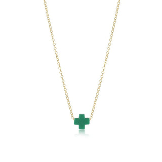 16” NECKLACE GOLD - SIGNATURE CROSS SMALL EMERALD