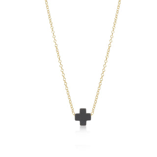 16” NECKLACE GOLD - SIGNATURE CROSS SMALL CHARCOAL