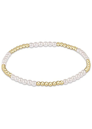 Classic Blissful Pattern 3mm Bead Bracelet - Pearl