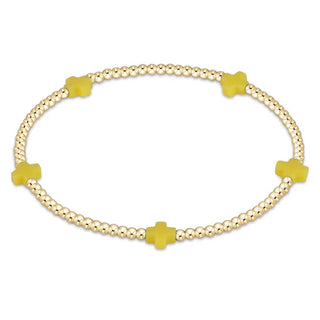 signature cross small gold pattern 2mm bead bracelet Canary