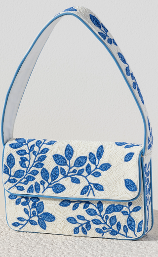 Eve Blue and White Beaded Bag