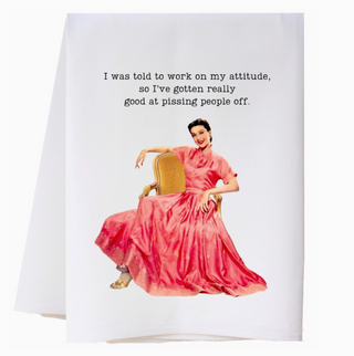 Work On My Attitude Flour Sack Towel