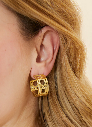 Cane Midi Hoop Earrings Gold