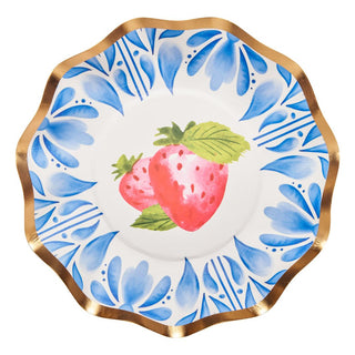 Bleu Strawberries Wavy Paper Dessert Bowl