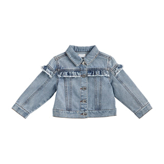 Girl's Denim Ruffle Jacke