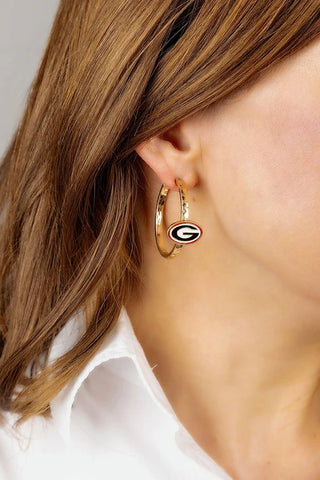 UGA Gold Hoop Earrings