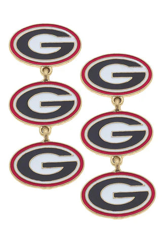 UGA Triple Drop Earrings