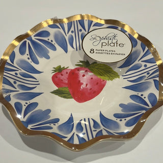 Bleu Strawberries Wavy Paper Dessert Bowl