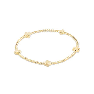 enewton Signature Cross Small Gold Pattern 2mm Bead Bracelet - Gold