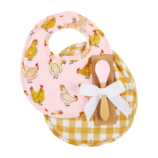 Chicken Muslin Bib & Spoon Set