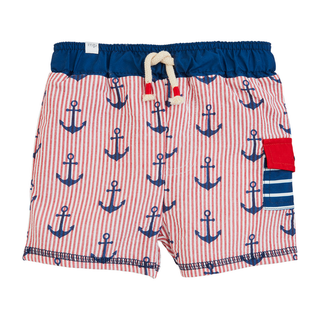 Seersucker Anchor Swim Trunks