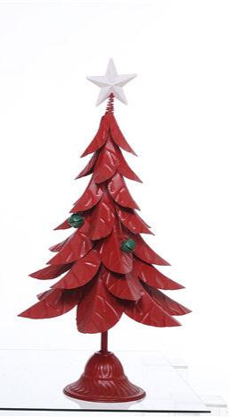 Red Metal Petal Tree With Green Bells Medium