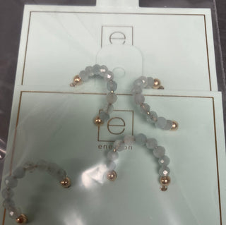Beaded gemstone 1” hoop 3mm aquamarine
