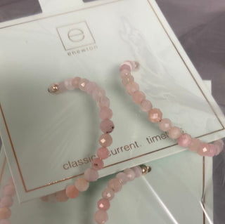 Beaded gemstone 1.25  hoop 3mm pink opal
