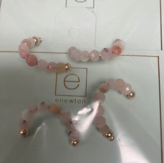 Beaded gemstone 1” hoop 3mm pink opal